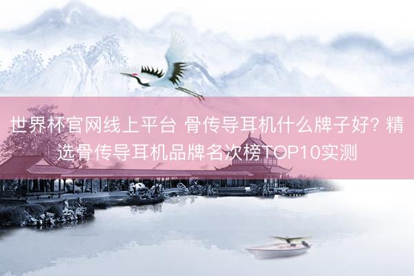 世界杯官网线上平台 骨传导耳机什么牌子好? 精选骨传导耳机品牌名次榜TOP10实测