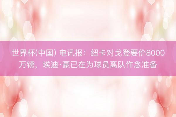 世界杯(中国) 电讯报：纽卡对戈登要价8000万镑，埃迪·豪已在为球员离队作念准备