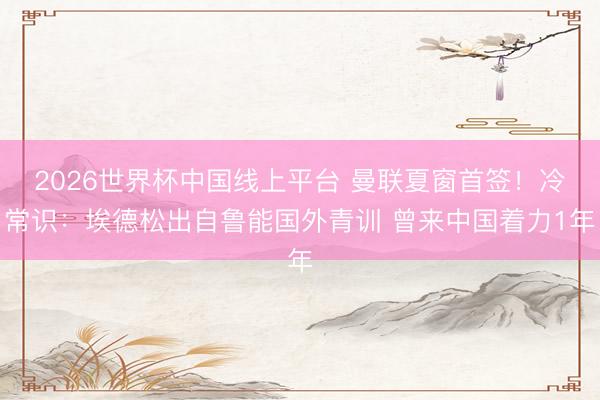 2026世界杯中国线上平台 曼联夏窗首签！冷常识：埃德松出自鲁能国外青训 曾来中国着力1年