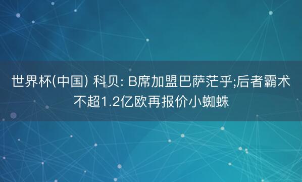 世界杯(中国) 科贝: B席加盟巴萨茫乎;后者霸术不超1.2亿欧再报价小蜘蛛