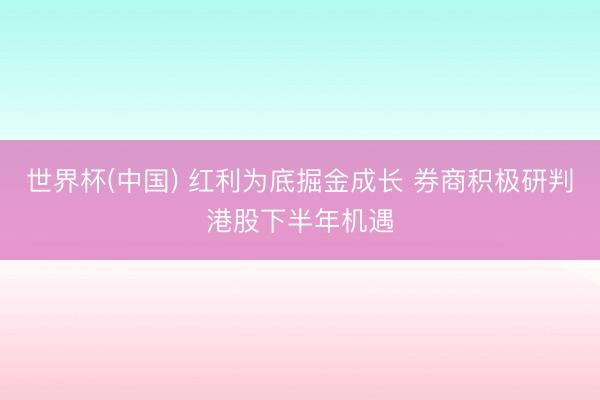 世界杯(中国) 红利为底掘金成长 券商积极研判港股下半年机遇