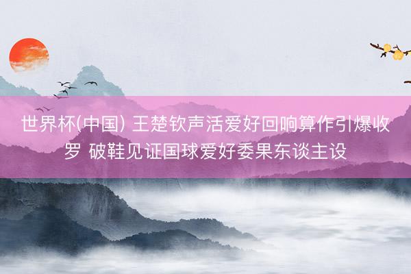 世界杯(中国) 王楚钦声活爱好回响算作引爆收罗 破鞋见证国球爱好委果东谈主设