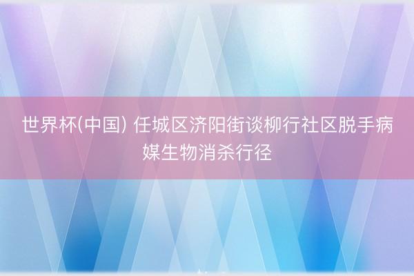 世界杯(中国) 任城区济阳街谈柳行社区脱手病媒生物消杀行径