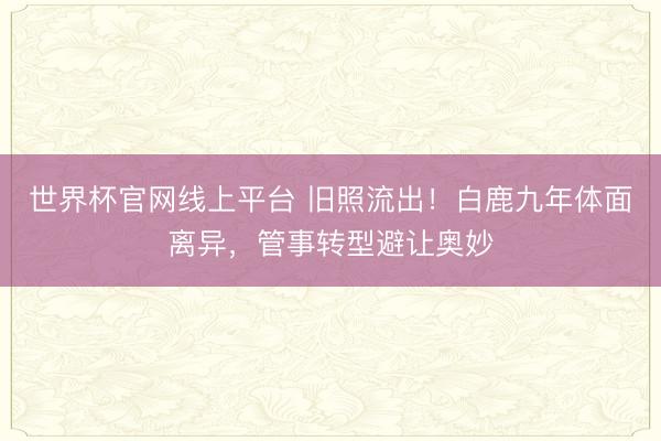 世界杯官网线上平台 旧照流出！白鹿九年体面离异，管事转型避让奥妙