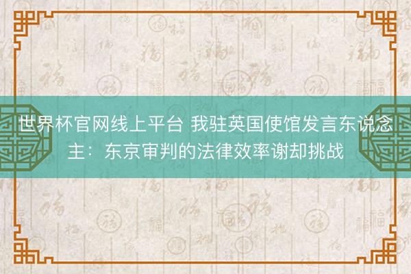 世界杯官网线上平台 我驻英国使馆发言东说念主：东京审判的法律效率谢却挑战