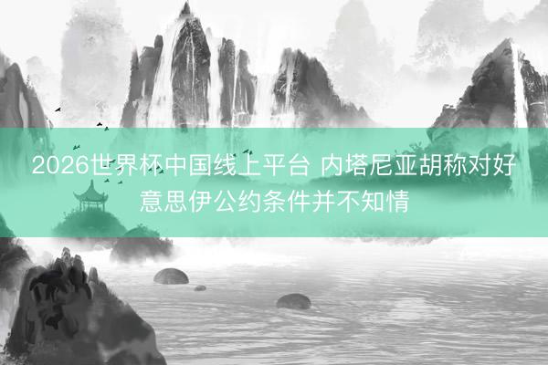 2026世界杯中国线上平台 内塔尼亚胡称对好意思伊公约条件并不知情