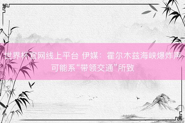 世界杯官网线上平台 伊媒：霍尔木兹海峡爆炸声可能系“带领交通”所致