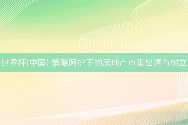 世界杯(中国) 策略呵护下的房地产市集出清与树立
