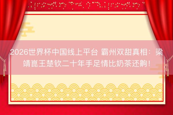 2026世界杯中国线上平台 霸州双甜真相：梁靖崑王楚钦二十年手足情比奶茶还齁！