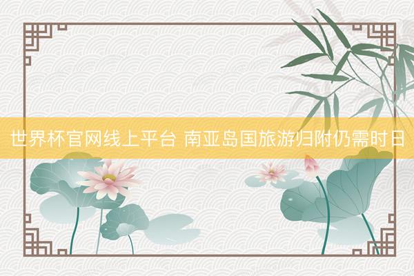 世界杯官网线上平台 南亚岛国旅游归附仍需时日
