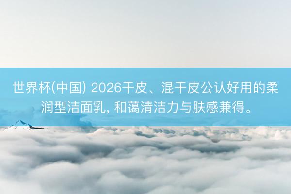 世界杯(中国) 2026干皮、混干皮公认好用的柔润型洁面乳, 和蔼清洁力与肤感兼得。